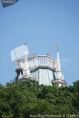 Image of queen Ekaterina palace roof in  Moscow. Zarizino (Tsaritsino, tsaritsyno, tsaritsino) 