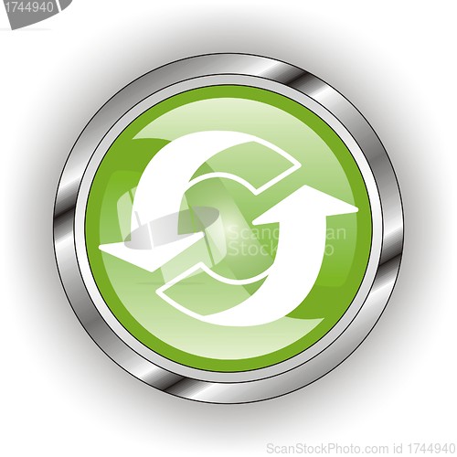 Image of green web glossy button  or icon  with wave