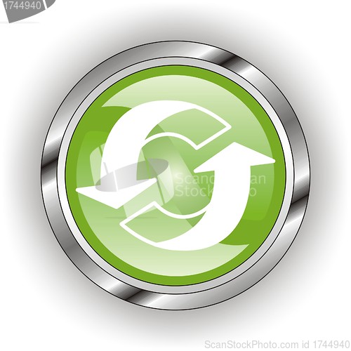 Image of green web glossy button  or icon  with wave