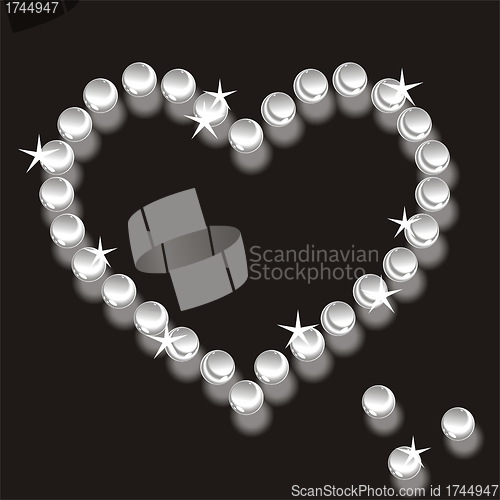 Image of pearls heart  background 