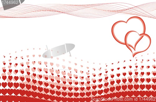Image of valentines heart halftone background in vector 