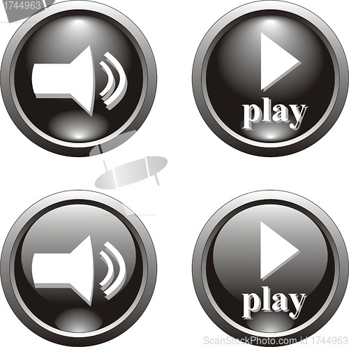 Image of set of black  button  or icon for webdesign