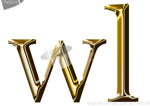 Image of gold alphabet symbol    -  lowercase  letter   