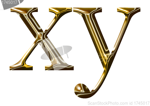 Image of gold alphabet symbol    -  lowercase  letter   