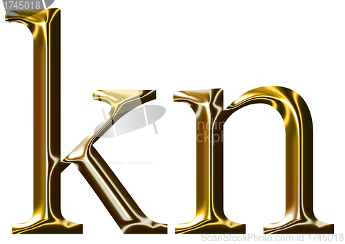 Image of gold alphabet symbol    -  lowercase  letter   