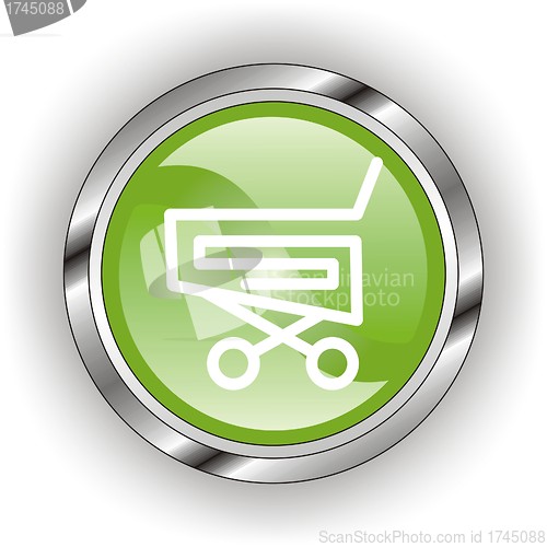 Image of green web glossy button  or icon  with wave