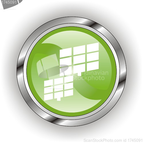 Image of green web glossy button  or icon  with wave