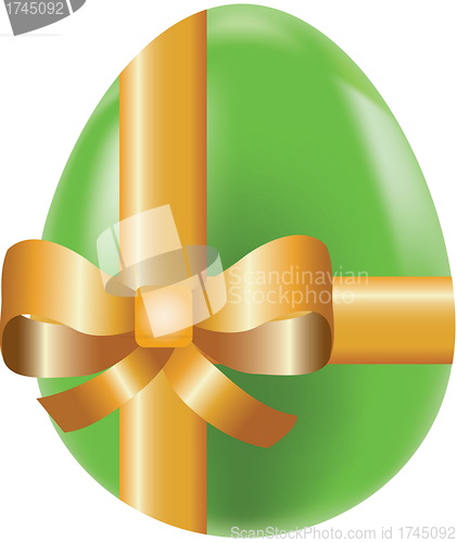 Image of Colored  easter egg  decorated by bow, vector holiday symbol 