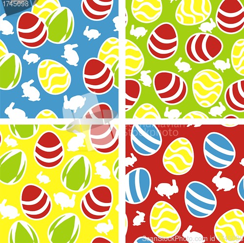 Image of Colorful seamless pattern with easter eggs , vector set