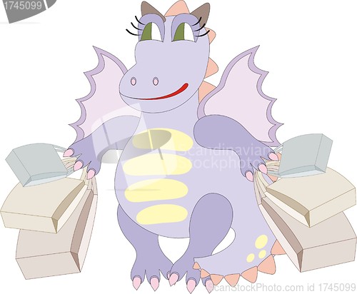 Image of Cartoon dragon with bags – chinese symbol of 2012