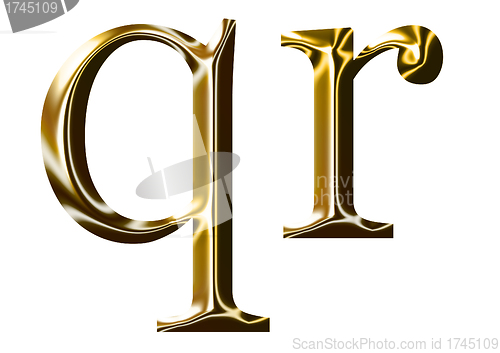 Image of gold alphabet symbol    -  lowercase  letter   