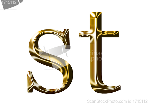 Image of gold alphabet symbol    -  lowercase  letter   