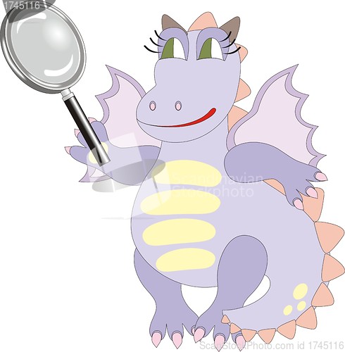 Image of Cartoon dragon with magnifying glass – chinese symbol of 2012