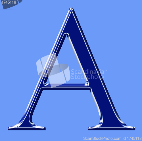 Image of blue metallic alphabet symbol 