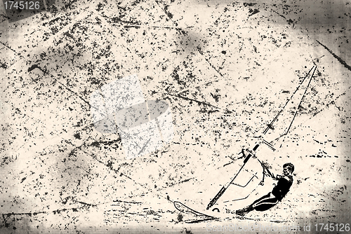 Image of windsurfer on the old paper , grunge background 