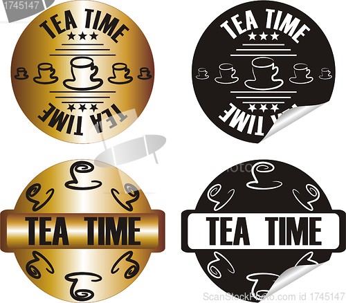 Image of vector tea time stamp set