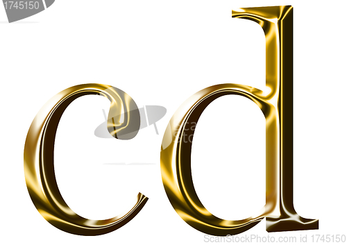 Image of gold alphabet symbol    -  lowercase  letter   