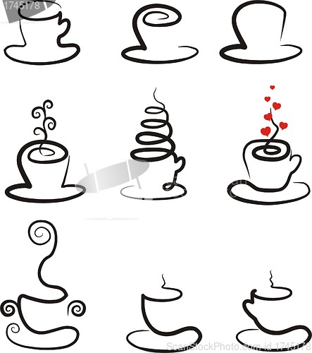 Image of vector set of coffee and tea cups