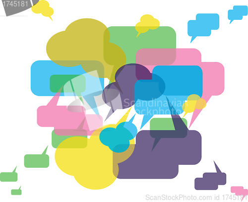 Image of forum or chat: background  in speech bubbles concept   