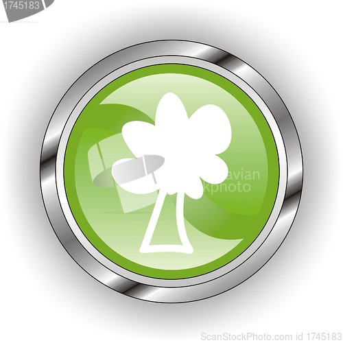 Image of green web glossy button  or icon  with wave