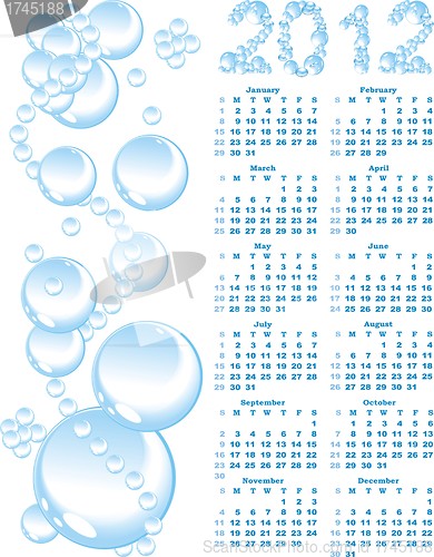 Image of vector calendar 2012  on blue bubble background