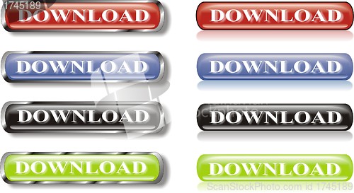 Image of set of download glossy buttons