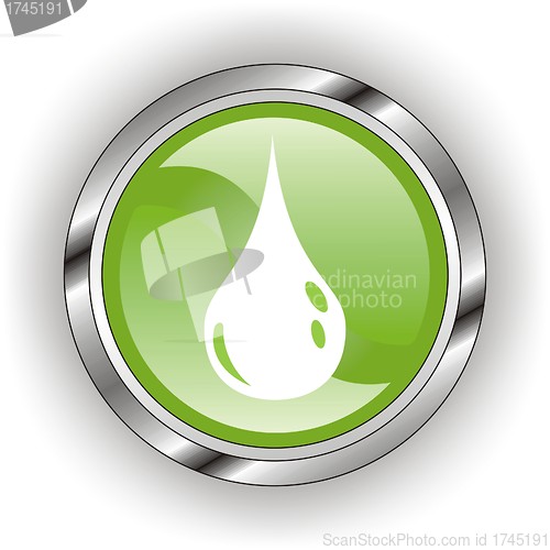 Image of green web glossy button  or icon  with wave