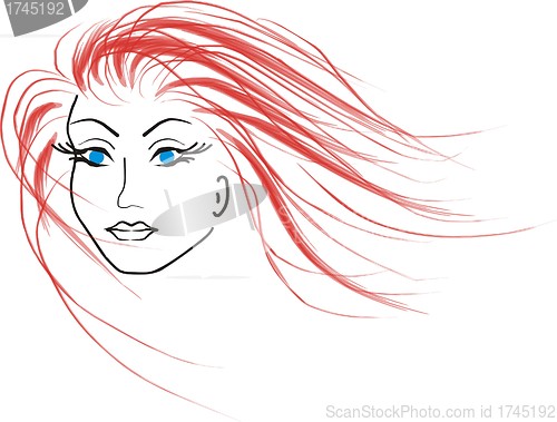 Image of face of a beautiful orange woman 