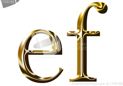 Image of gold alphabet symbol    -  lowercase  letter   