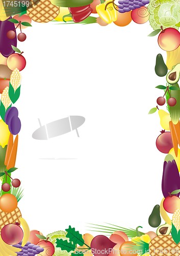 Image of fruits and vegetables vector frame