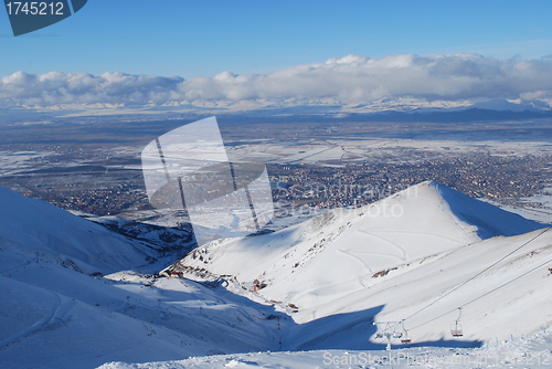 Image of ski resort and  snow mountains in Turkey Palandoken Erzurum