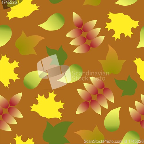 Image of seamless pattern with autumn colorful leafs