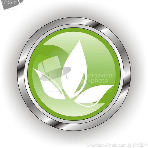 Image of green web glossy button  or icon  with wave