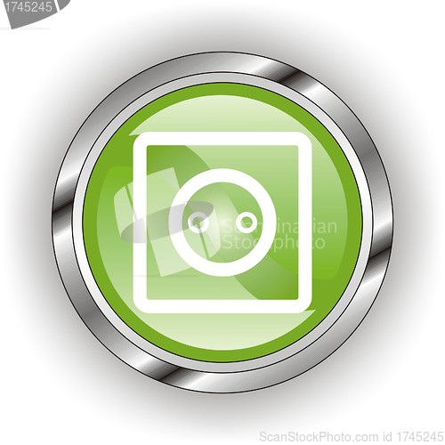 Image of green web glossy button  or icon  with wave