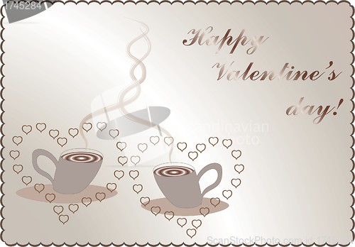 Image of valentines background and card with coffee 