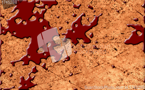 Image of Old paper background with red blood splash 