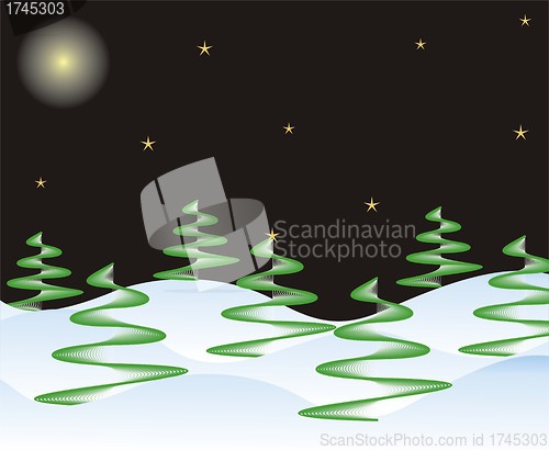 Image of winter night in vector 