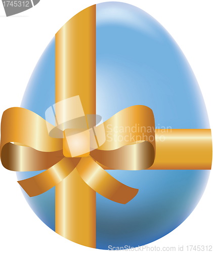 Image of Colored  easter egg  decorated by bow, vector holiday symbol 