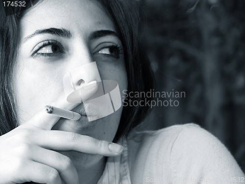 Image of Black & White Smoking Woman