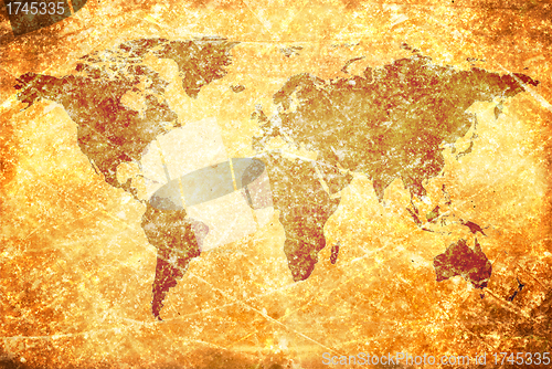 Image of aged  vintage world map texture and background 