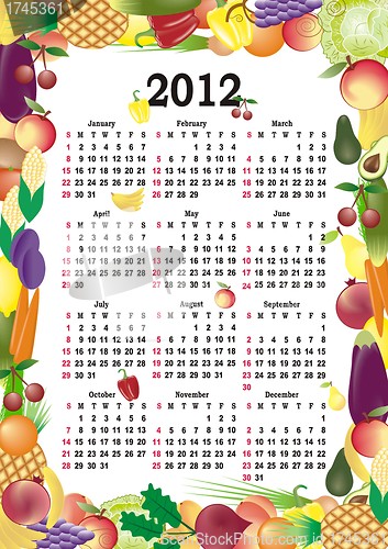 Image of vector calendar 2012 in colorful frame