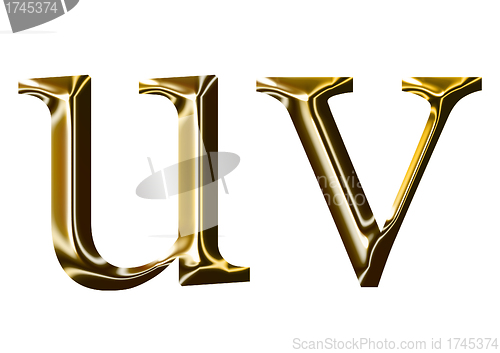 Image of gold alphabet symbol    -  lowercase  letter   