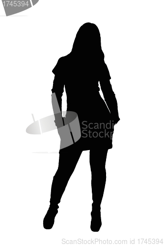 Image of vector silhouette posing girl isolated on white  