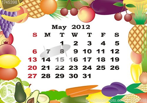 Image of May - monthly calendar 2012 in colorful frame