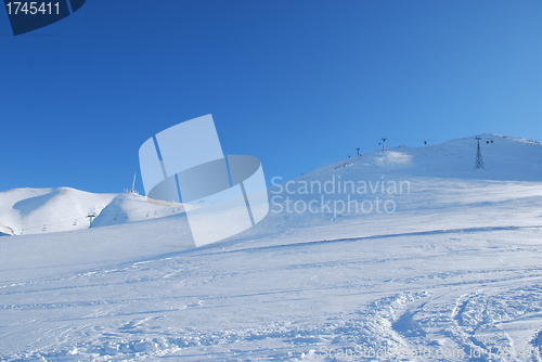 Image of ski resort and  snow mountains in Turkey Palandoken Erzurum