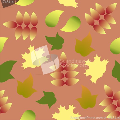 Image of seamless pattern with autumn colorful leafs