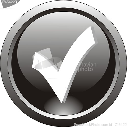 Image of black  button  or icon for webdesign - checkmark