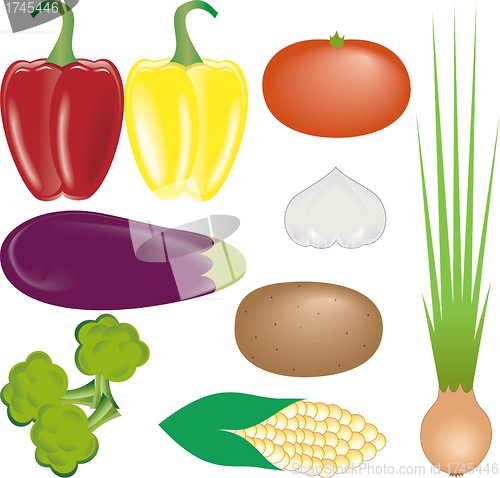 Image of vegetables vector set 