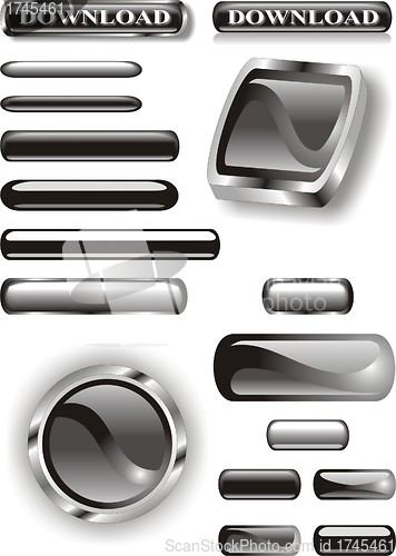 Image of set of black glossy buttons