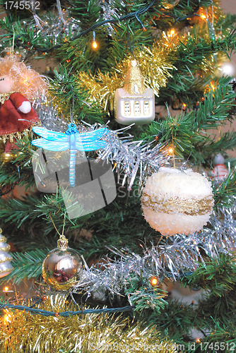 Image of christmas tree decorated with toys